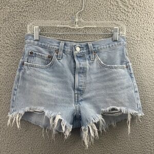 Levi's 501 Original Fit High Rise 2" Denim Jean Shorts Cut Off Festival Women 26